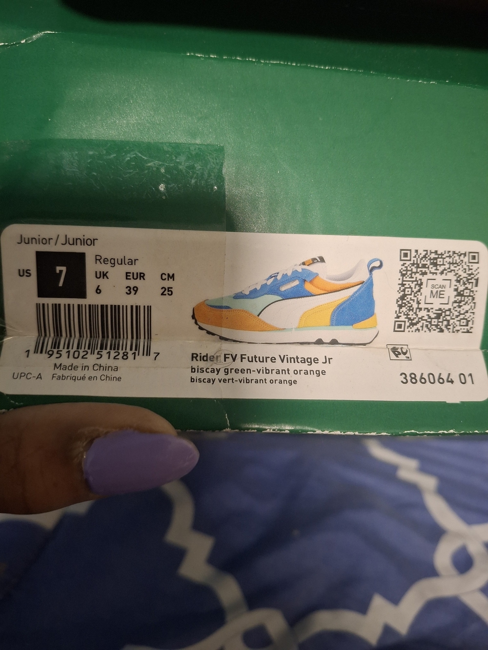 Puma Kids Rider FV Future Vintage Jr - Biscay Green & Vibrant Orange